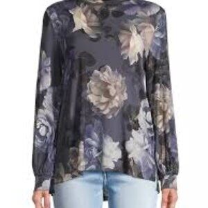 NWT Johnny Was PLUS  Jersey Floral Mock Turtleneck Blouse